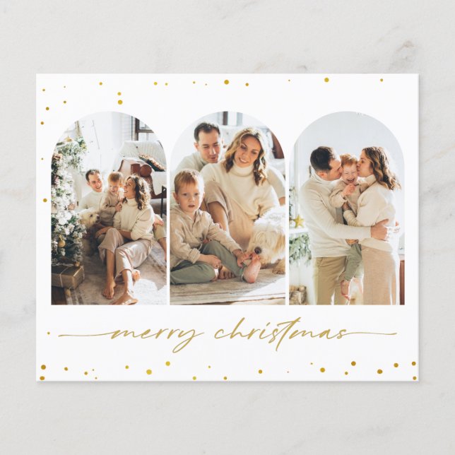 Budget Glitter Arch Christmas Photo Greeting Card (Front)