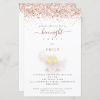 Budget Glitter Champagne Flutes Hen Night Invite