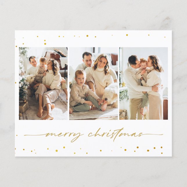 Budget Glitter Christmas Photo Greeting Card (Front)