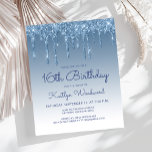 Budget Glitter Drip Blue 16th Birthday Invitation<br><div class="desc">This trendy 16th birthday invitation features a sparkly blue faux glitter drip border and blue ombre background. The words "16th Birthday" and the name of the guest of honour appear in casual blue handwriting script, with the rest of the customisable text in blue sans serif font. The same blue glitter...</div>