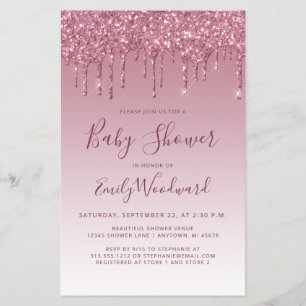 Budget Glitter Drip Burgundy Baby Shower Invite