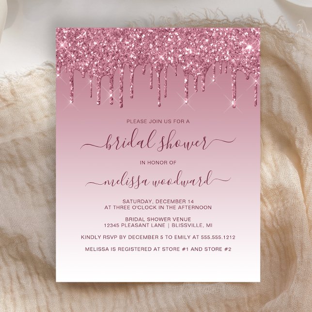 Budget Glitter Drip Burgundy Bridal Shower Invite (Creator Uploaded)