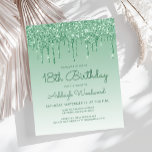 Budget Glitter Drip Green 18th Birthday Invitation<br><div class="desc">This trendy 18th birthday invitation features a sparkly green faux glitter drip border and green ombre background. The words "18th Birthday" and the name of the guest of honour appear in casual green handwriting script, with the rest of the customisable text in green sans serif font. The same green glitter...</div>