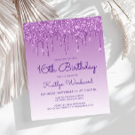 Budget Glitter Drip Purple 16th Birthday Invite<br><div class="desc">This trendy 16th birthday party invitation features a sparkly purple faux glitter drip border and purple ombre background. The words "16th Birthday" and the name of the guest of honour appear in casual purple handwriting script, with the rest of the customisable text in sans serif font. The same purple glitter...</div>