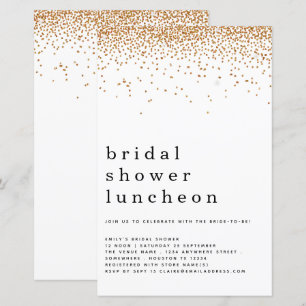 Budget Glitter Gold Bridal Shower Luncheon Invite