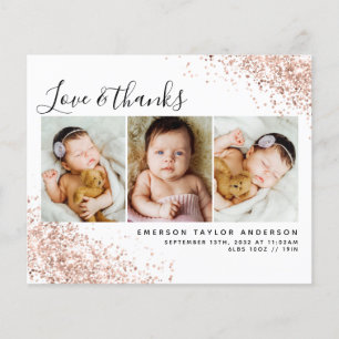 Budget Glitter Photo Baby Thank You Card