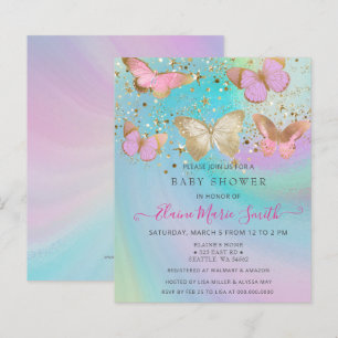 Budget Glitter Pink Purple Butterflies Baby Shower