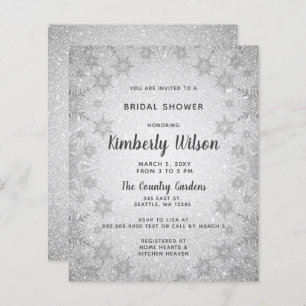 Budget Glitter Snowflakes Bridal Shower Invitation