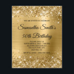 Budget Glittery Gold Monogram 50th Birthday Invite<br><div class="desc">A glamourous fancy monogram 50th Birthday invitation for her. Faux sparkly golden and gold glitter against a coordinating faux shiny brushed metal foil graphic image. All the glitter, sparkle and foil shine in this modern girly design are digital graphics that print like a photo. A budget paper option for your...</div>