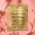 Budget Glittery Gold Monogram 50th Birthday Invite<br><div class="desc">A glamourous fancy monogram 50th Birthday invitation for her. Faux sparkly golden and gold glitter against a coordinating faux shiny brushed metal foil graphic image. All the glitter, sparkle and foil shine in this modern girly design are digital graphics that print like a photo. A budget paper option for your...</div>