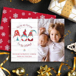 Budget Gnome for Holidays Rustic Wood Photo Card