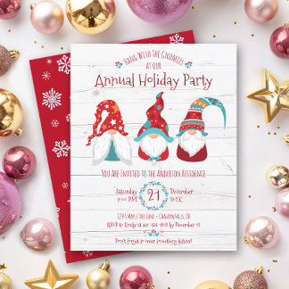Budget Gnome Rustic Christmas Holiday Party Invite
