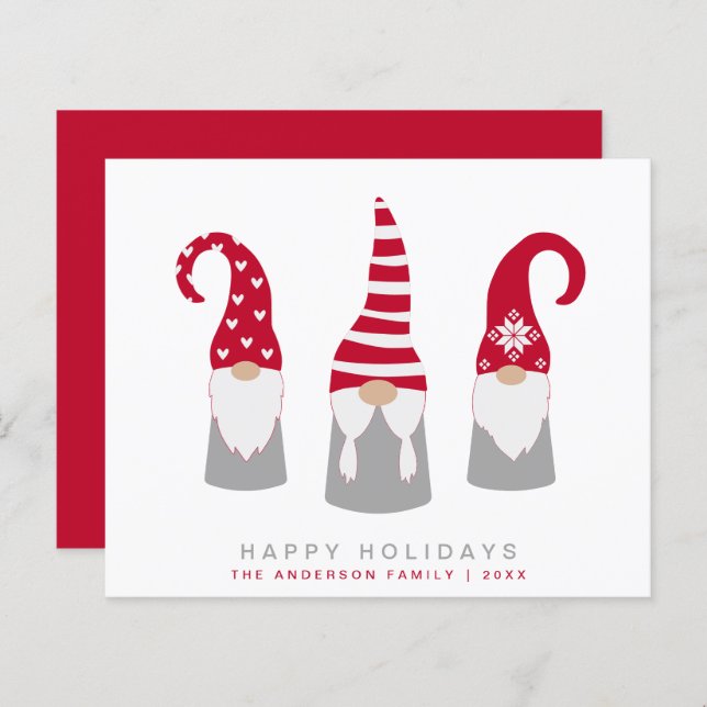 Budget Gnomes Scandinavian Christmas Holiday Card (Front/Back)