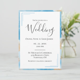 Budget Gold Abstract Modern Elegant Wedding Invitation