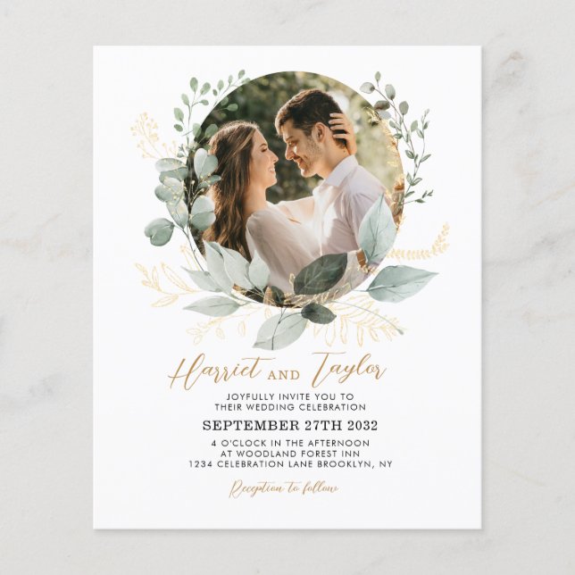 BUDGET Gold and Greenery Eucalyptus Photo Wedding (Front)