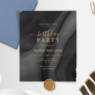 Budget Gold & Black Birthday Party Invitation