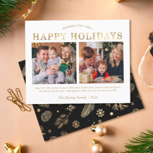 Budget Gold Black Happy Holidays Photo Card