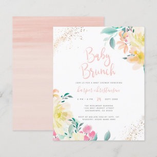Budget Gold Blush Pink Floral Baby Shower Brunch