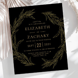 Budget Gold Botanical Foliage Wreath Black Wedding