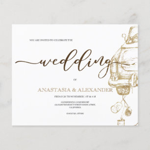 Budget/Gold car/wedding invitation. Flyer