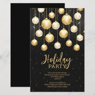 Budget Gold Christmas Tree Ornaments Black Invites