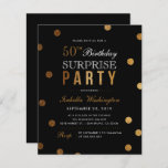 Budget Gold Confetti Black Surprise Birthday Party<br><div class="desc">Gold Confetti & Black Surprise Birthday Party invitations by Stonking Stuff. As part of the budget selection here on Zazzle, these invitations do not come with envelopes nor do they fit snugly in a standard-sized envelope. The closest size is A6 but there will be a gap of approximately half an...</div>