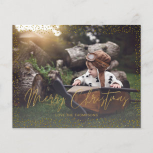 Budget Gold Confetti Merry Christmas Photo Flyer