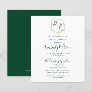 Budget Gold Crest Green Bridal Shower Invitation
