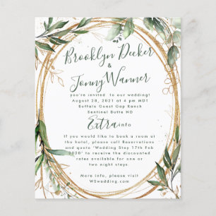 Budget Gold Eucalyptus Elegant Wedding Invitation