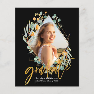 BUDGET Gold Eucalyptus Geometric Grad Announcement Flyer