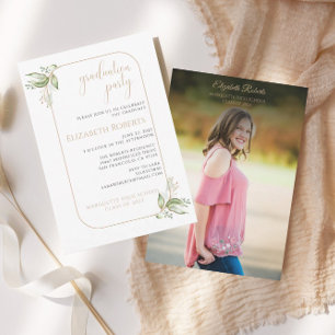 Budget Gold Eucalyptus Greenery Grad Party Invite