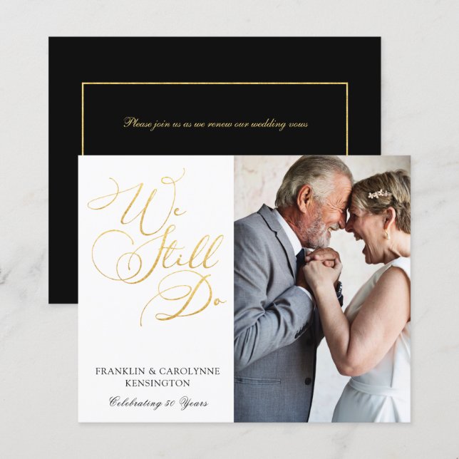 BUDGET Gold Foil Wedding Anniversary Vow Renewal (Front/Back)