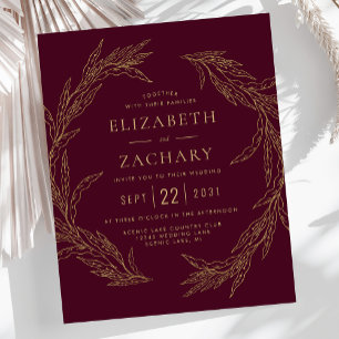 Budget Gold Foliage Wreath Burgundy Wedding