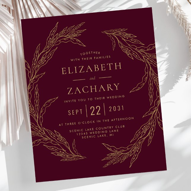 Budget Gold Foliage Wreath Burgundy Wedding (Creator Uploaded)