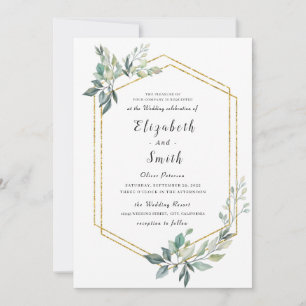 Budget Gold Frame Flyer Rustic Foliage Wedding Invitation
