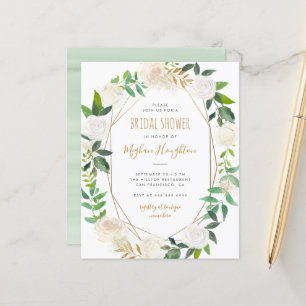 Budget Gold Frame Watercolor Floral Bridal Shower