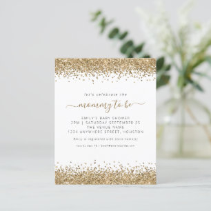 Budget Gold Glitter Baby Shower Invitation