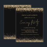 BUDGET Gold Glitter Black Wedding Evening Invite<br><div class="desc">PLEASE NOTE There are two paper options to choose from for this smaller size (4.5 x 5.6”) in the Budget range. For this product, I would highly recommend the semi-gloss which is a 110 gsm card stock, similar in thickness to a postcard. The Satin option is a much thinner paper...</div>