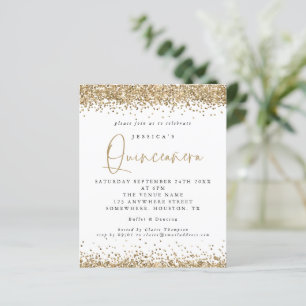Budget Gold Glitter Border Quinceanera Invitation