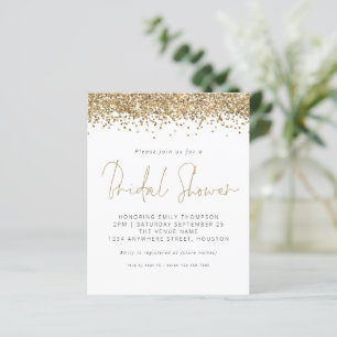 Budget Gold Glitter Bridal Shower Invitation