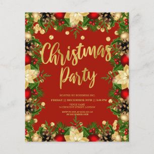 Budget Gold Glitter Christmas Corporate Red Invite Flyer