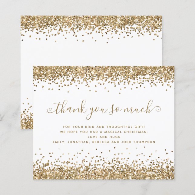 Budget Gold Glitter Christmas Thank You (Front/Back)