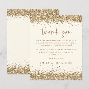 Budget Gold Glitter Cream Engagement Thank You