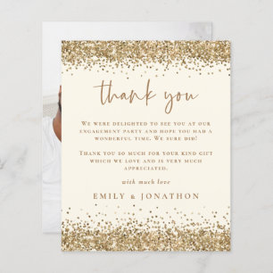 Budget Gold Glitter Cream Photo Engagement Thanks