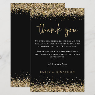 Budget Gold Glitter Engagement Black Thank You