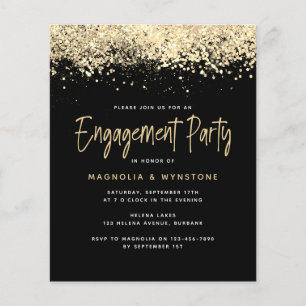 BUDGET Gold Glitter Engagement Party Invitation