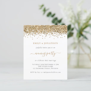 Budget Gold Glitter Evening Wedding Invitation