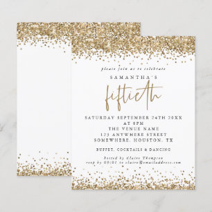 Budget Gold Glitter Fiftieth Party Invitation