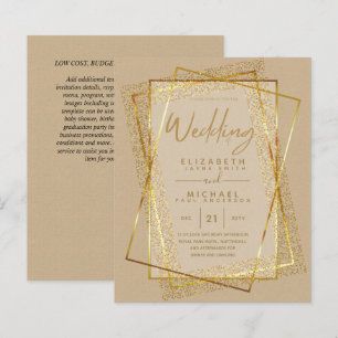 BUDGET GOLD Glitter Foil Look WEDDING INVITATIONS