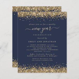 Budget Gold Glitter Navy Blue New Years Eve Party